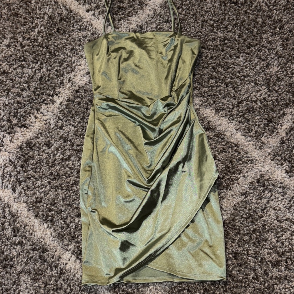 Windsor Olive Satin Mini Dress